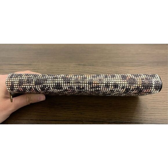 Vegan Leather and Rhinestone Zippered Wallet Featuring Cheetah Print - Picture 4 of 10